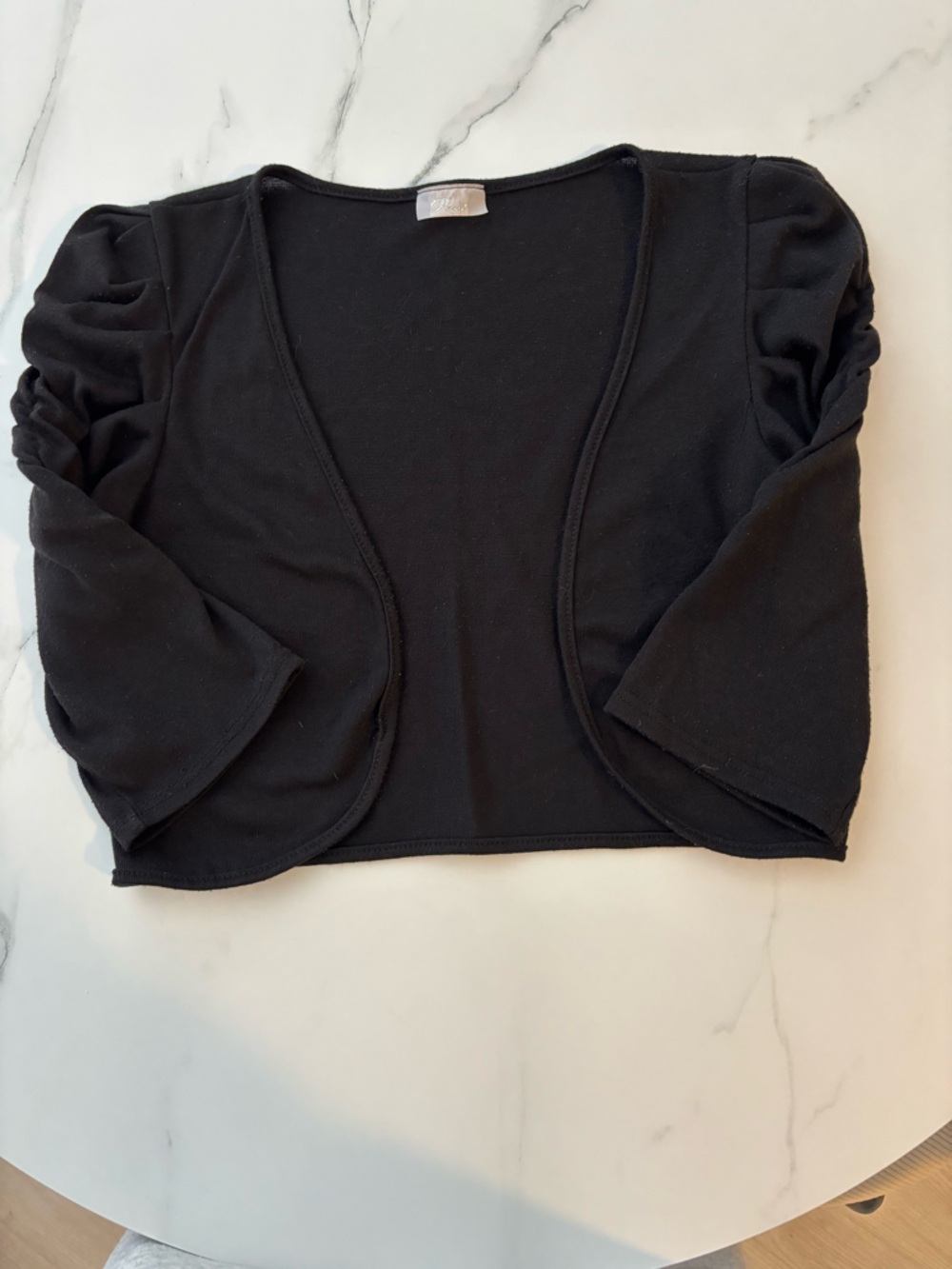 Black Cropped Open-Front Bolero Shrug